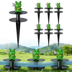 esgwork front view of six frog hose guide stakes showing durability benefit