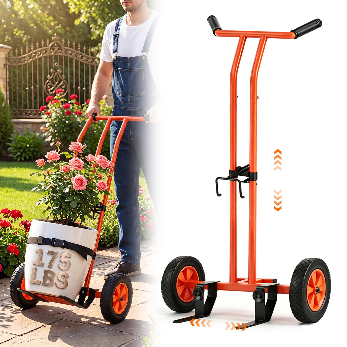 esgwork plant caddy front view showing sturdy frame and compact footprint for easier moving