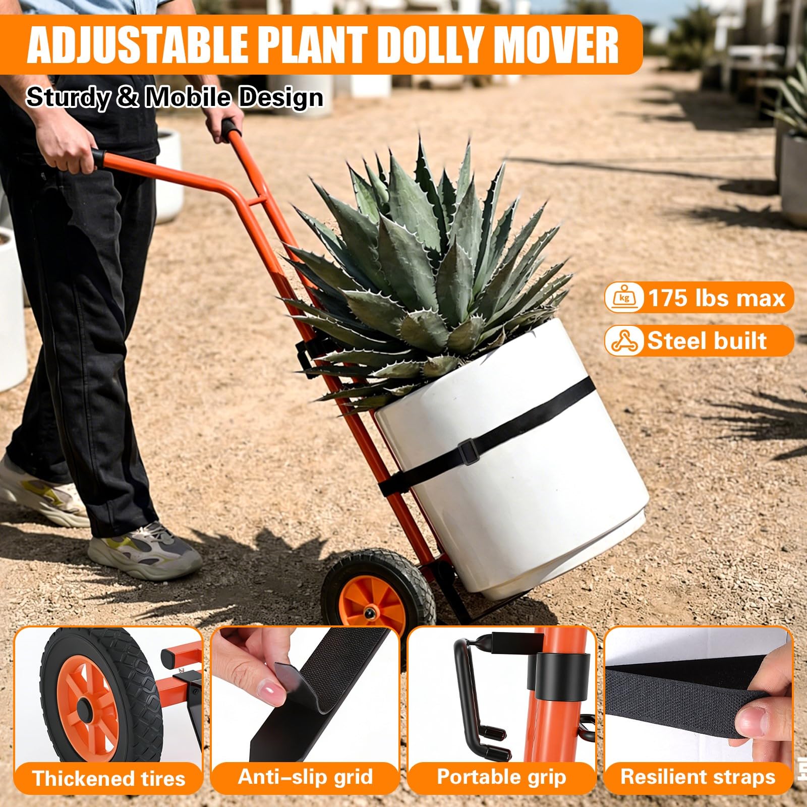 esgwork solid rubber wheel detail for smooth rolling on gravel, grass, and decking