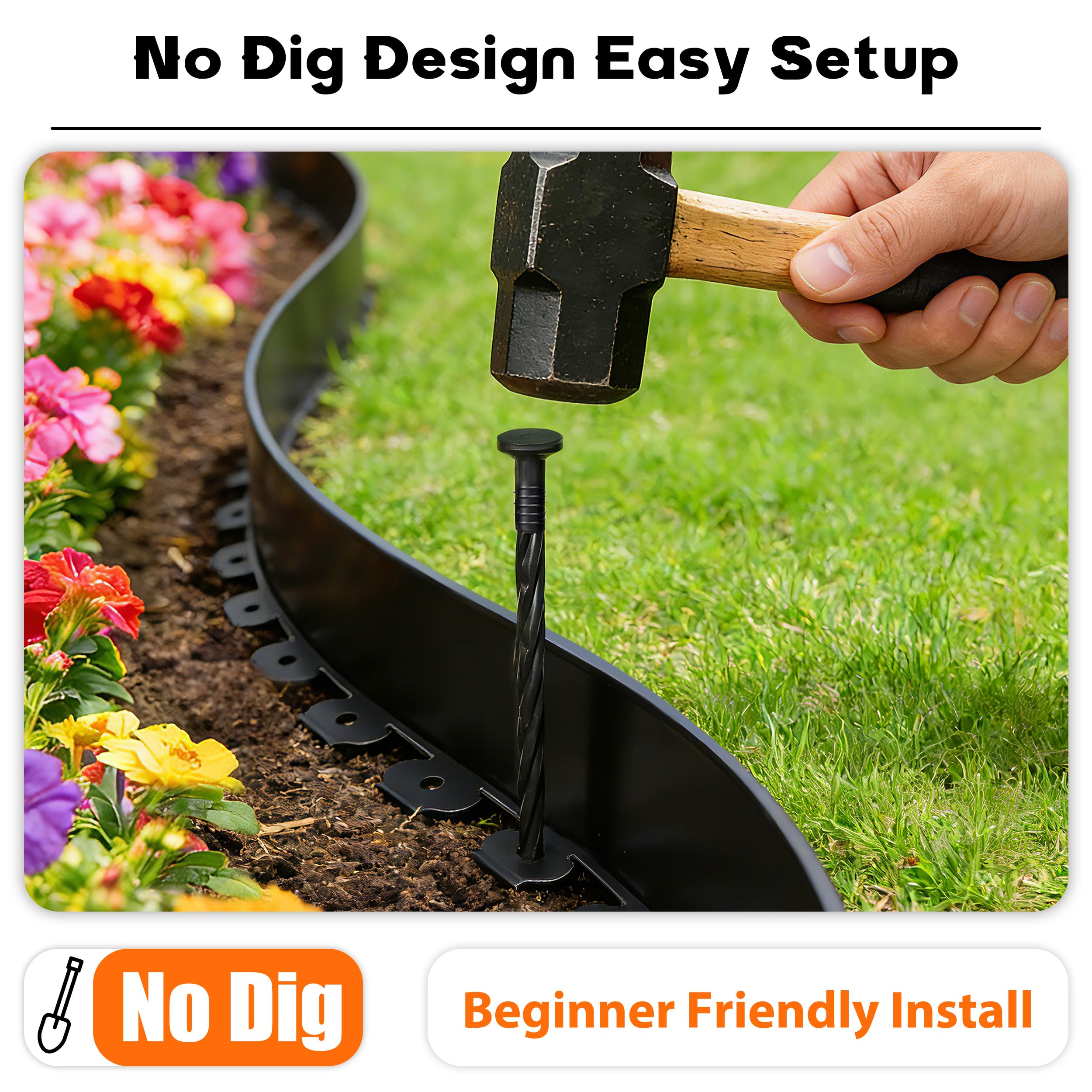 ESOHOT installed edging bent around a garden curve maintaining tidy separation