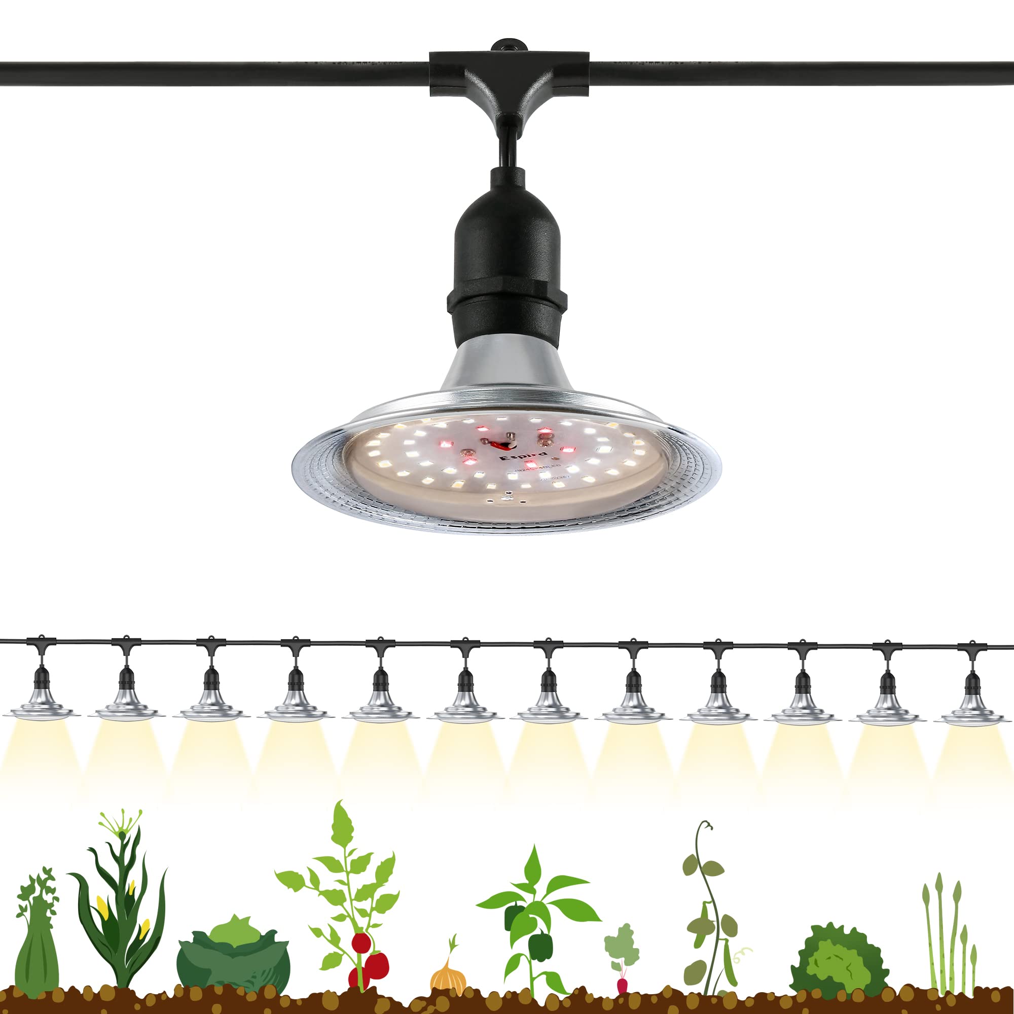 Espird front view of 41ft grow light strip showing full layout and durability