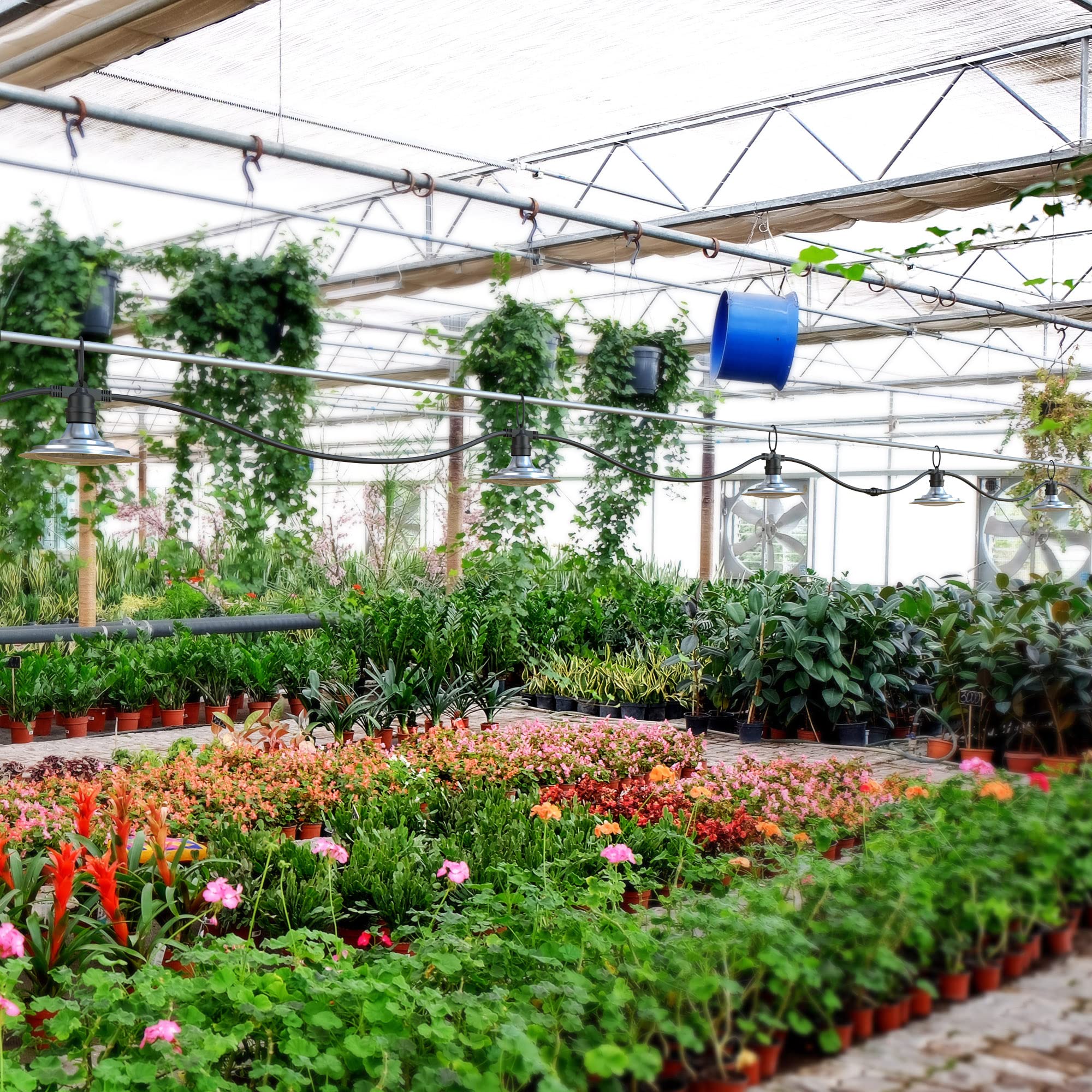 Espird hanging height scale over plants showing recommended 30–50 inches benefit