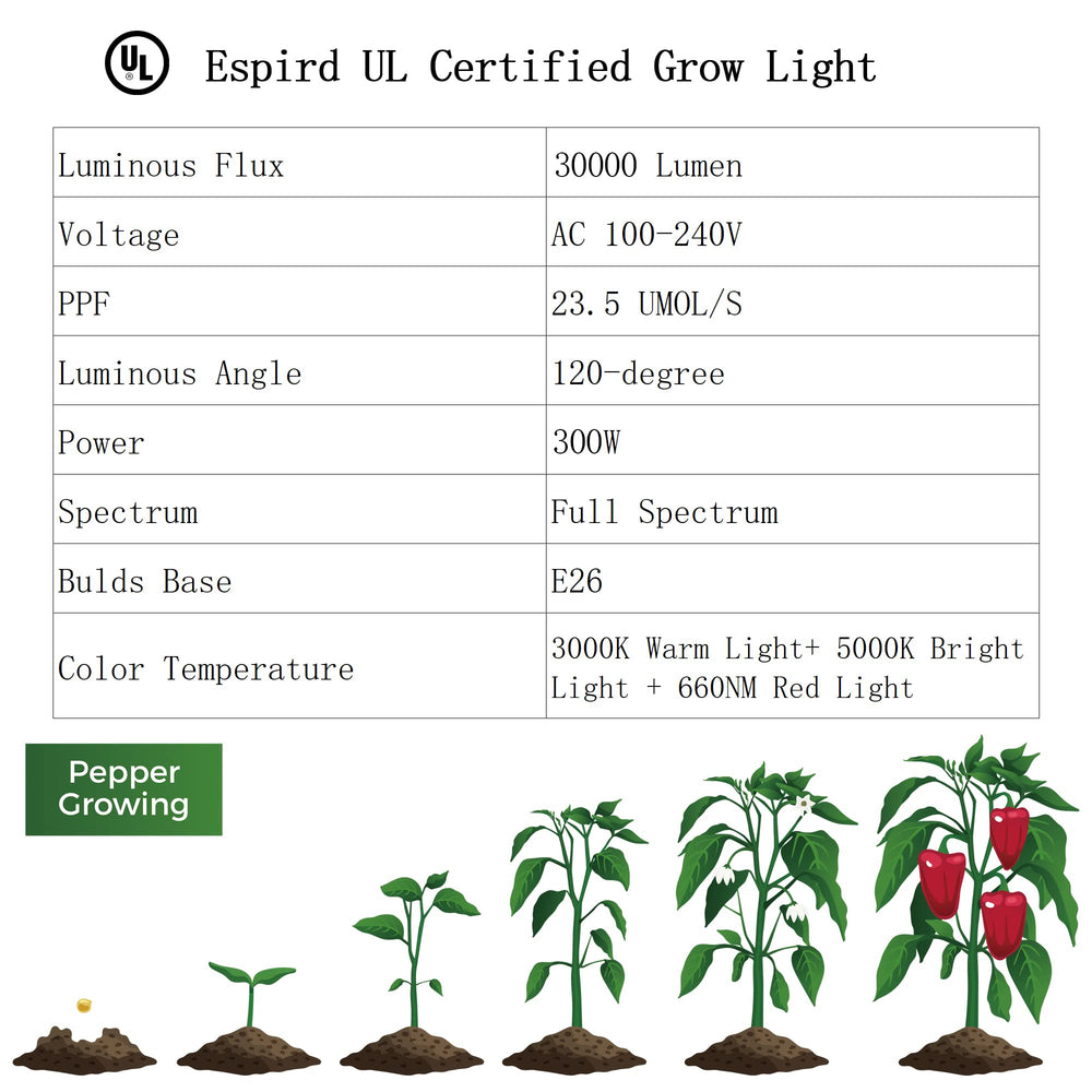 Espird grow lights installed over greenhouse beds improving plant coverage