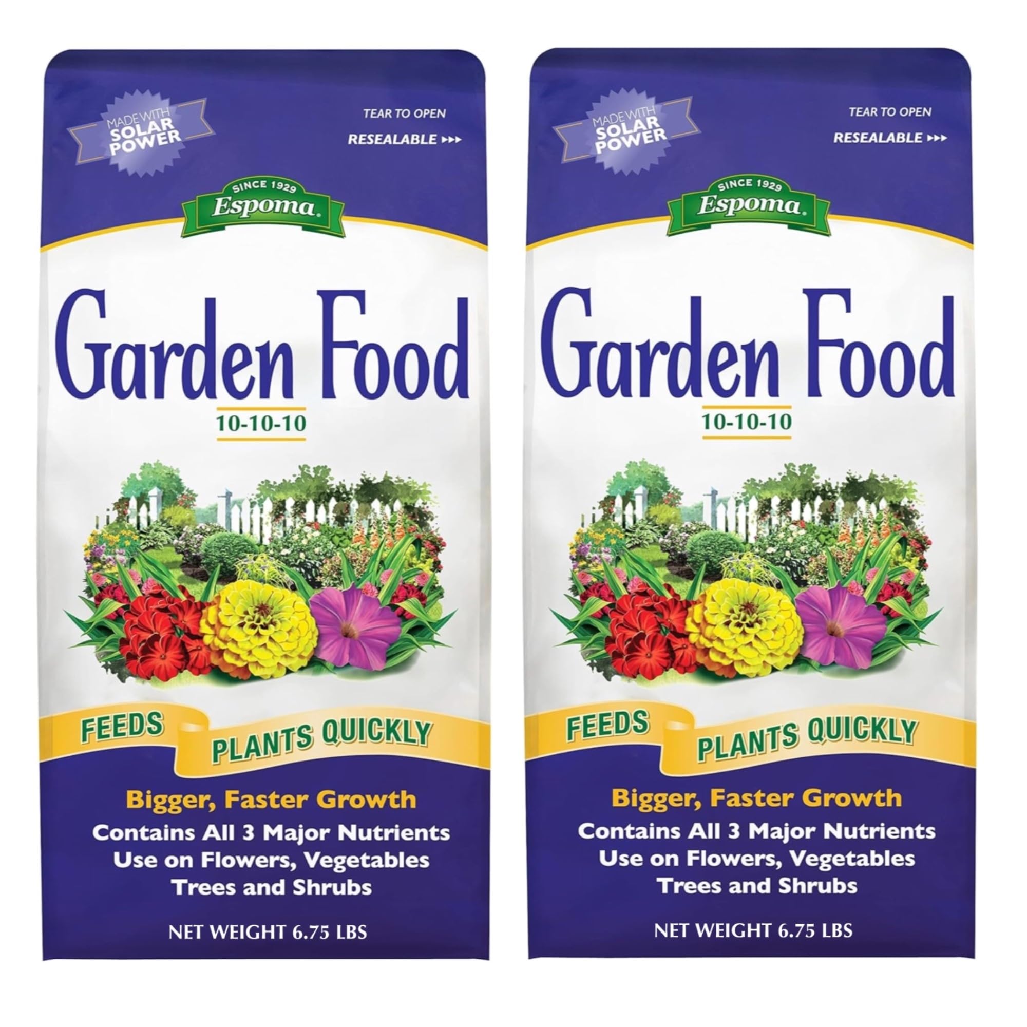 Espoma 10-10-10 front packaging showing product and benefits