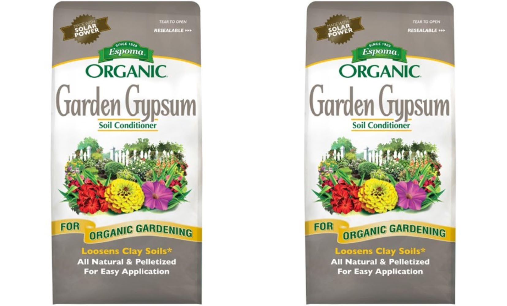 Espoma front packaging showing two 6 lb. bags and clear labeling benefit