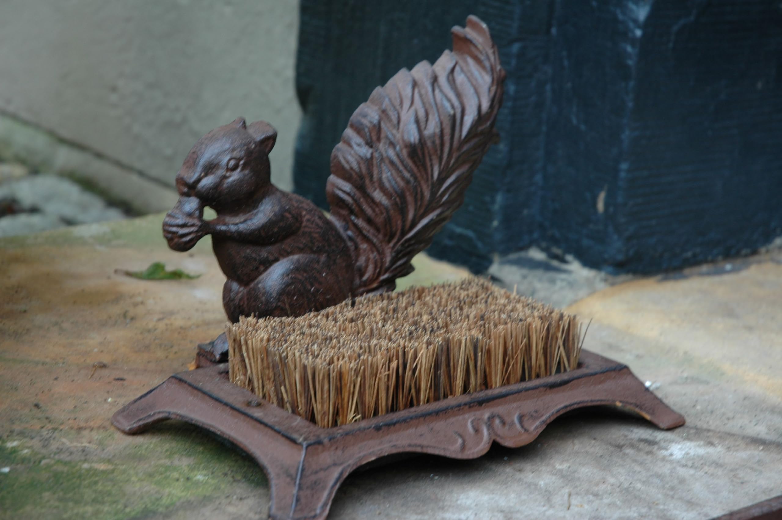 Esschert Design close-up showing coconut-fiber bristles and iron edge for effective scraping