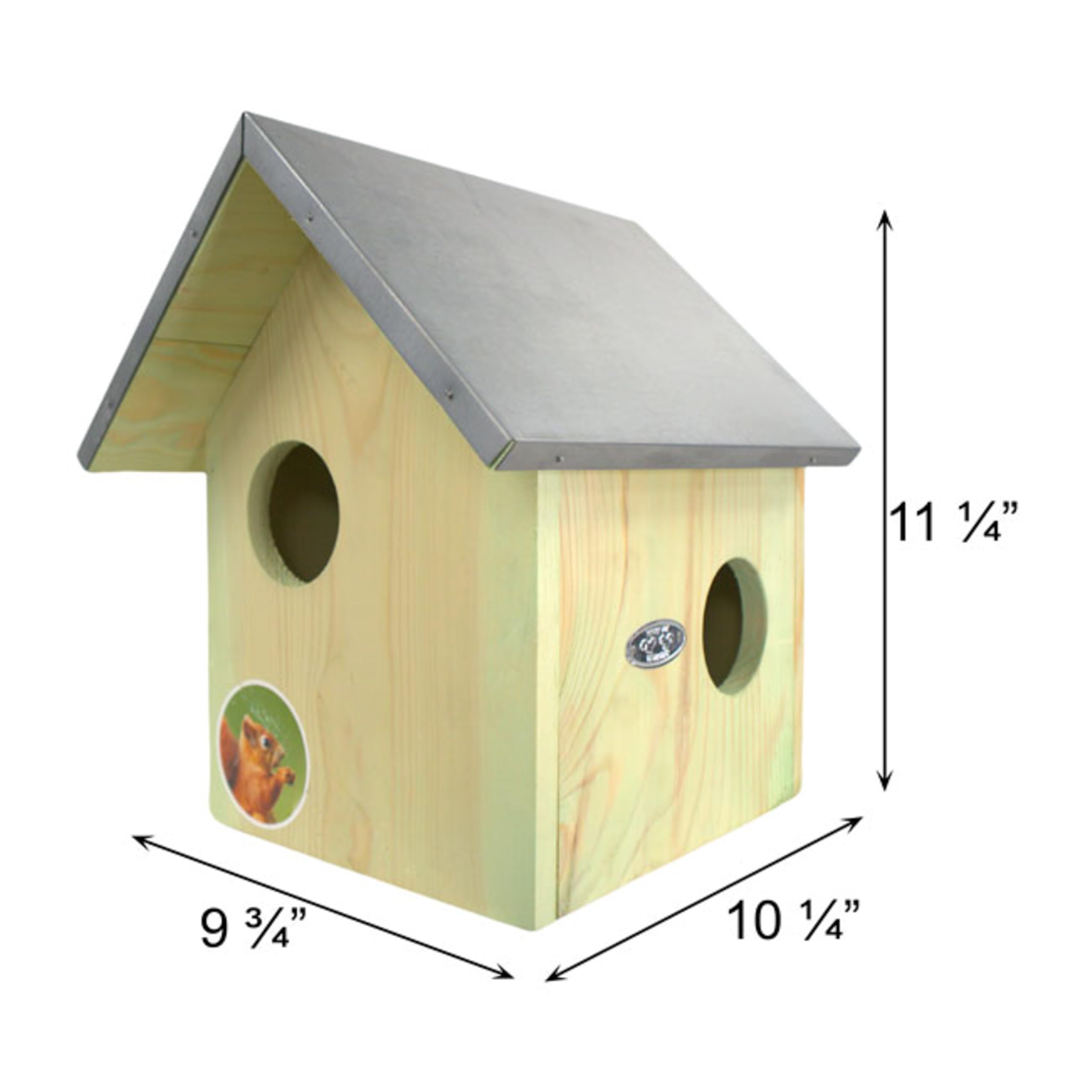 Esschert Design entry hole closeup showing squirrel access and safety