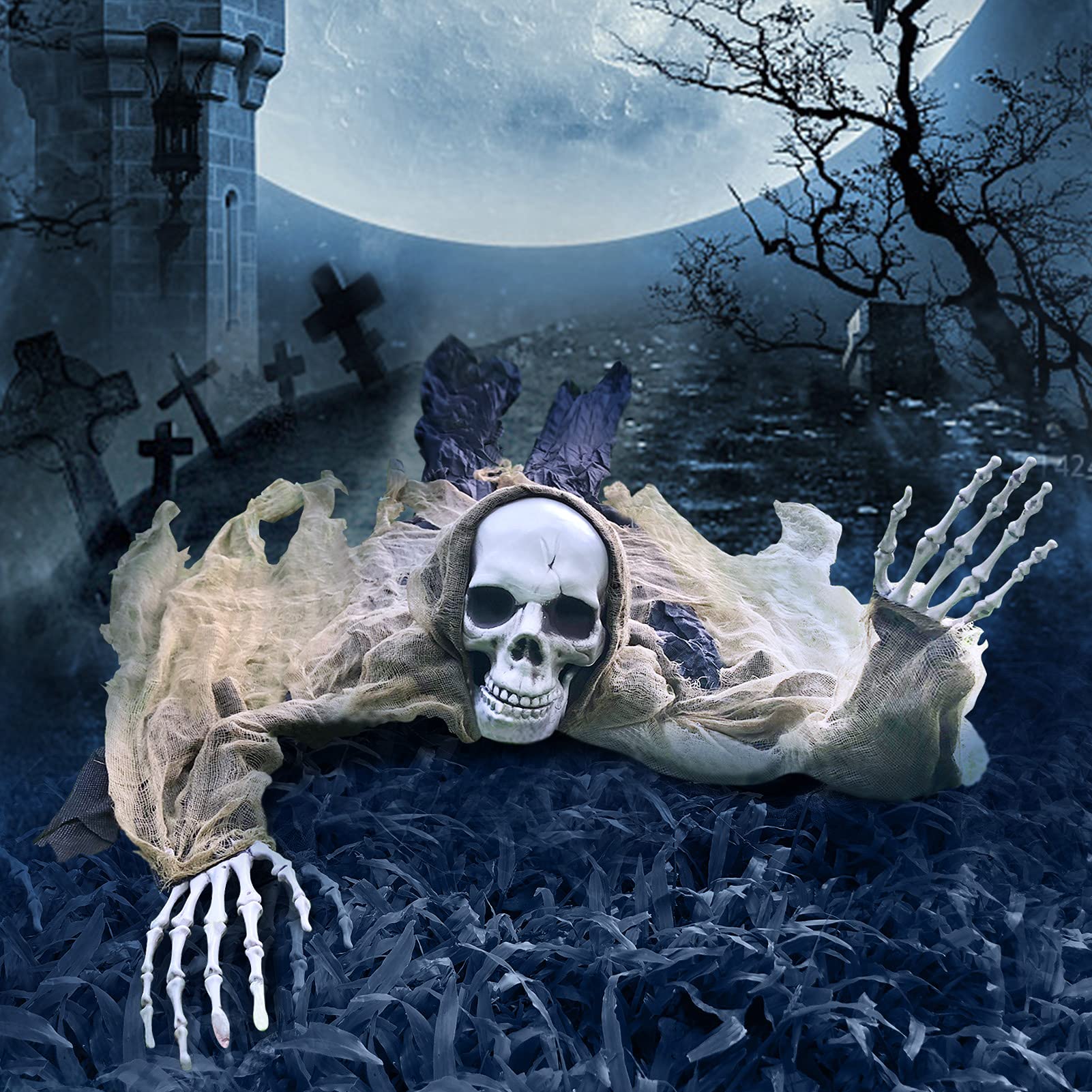 ESSENSON front view groundbreaker creating a spooky yard focal point