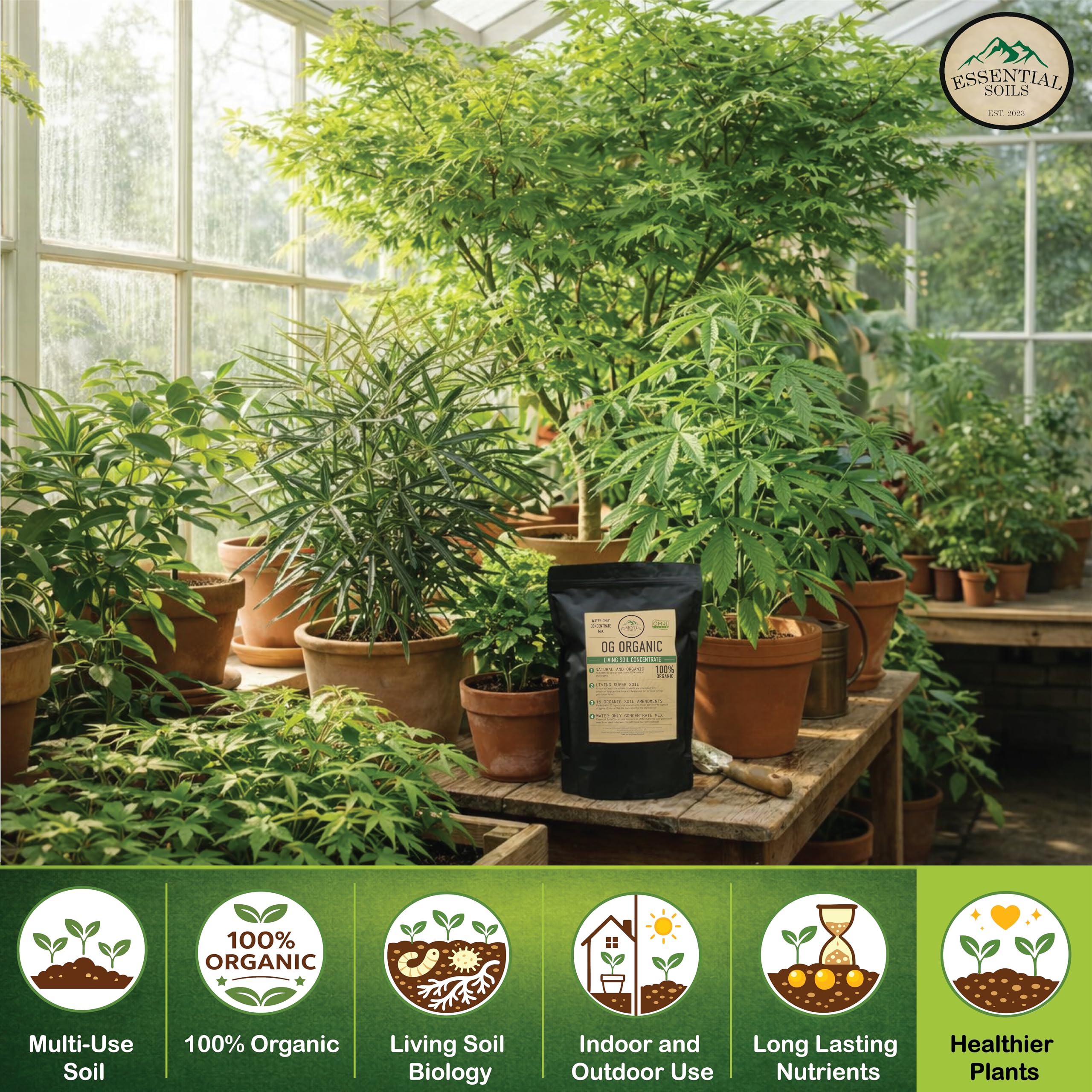 Essential Soils scale and 5lb bag size comparison for purchasing and storage planning