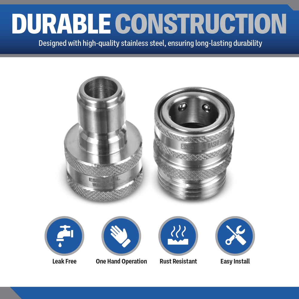 ESSENTIAL WASHER assembled coupler and plug demonstrating fast secure connection