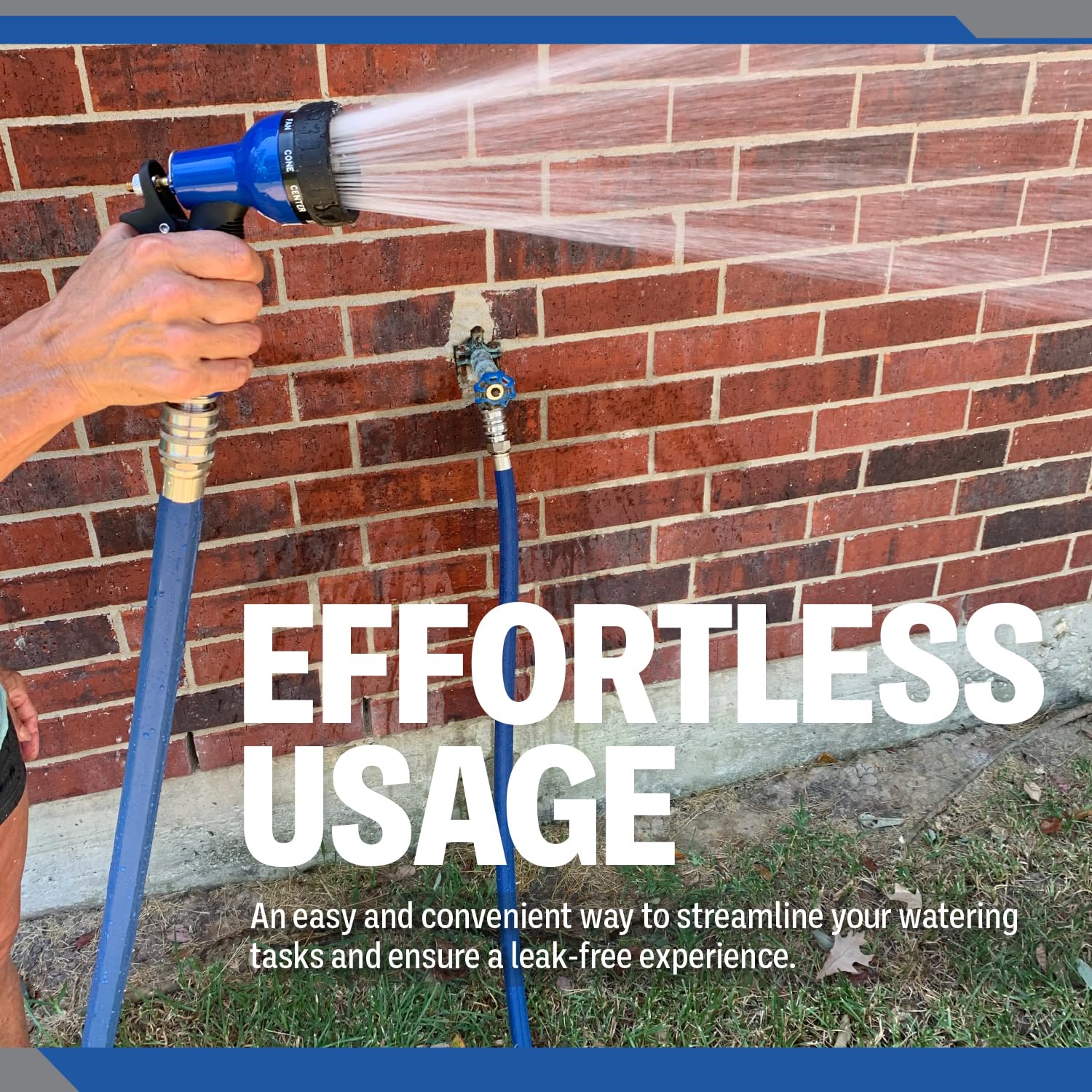 ESSENTIAL WASHER lifestyle shot in a garden showing efficient watering workflow