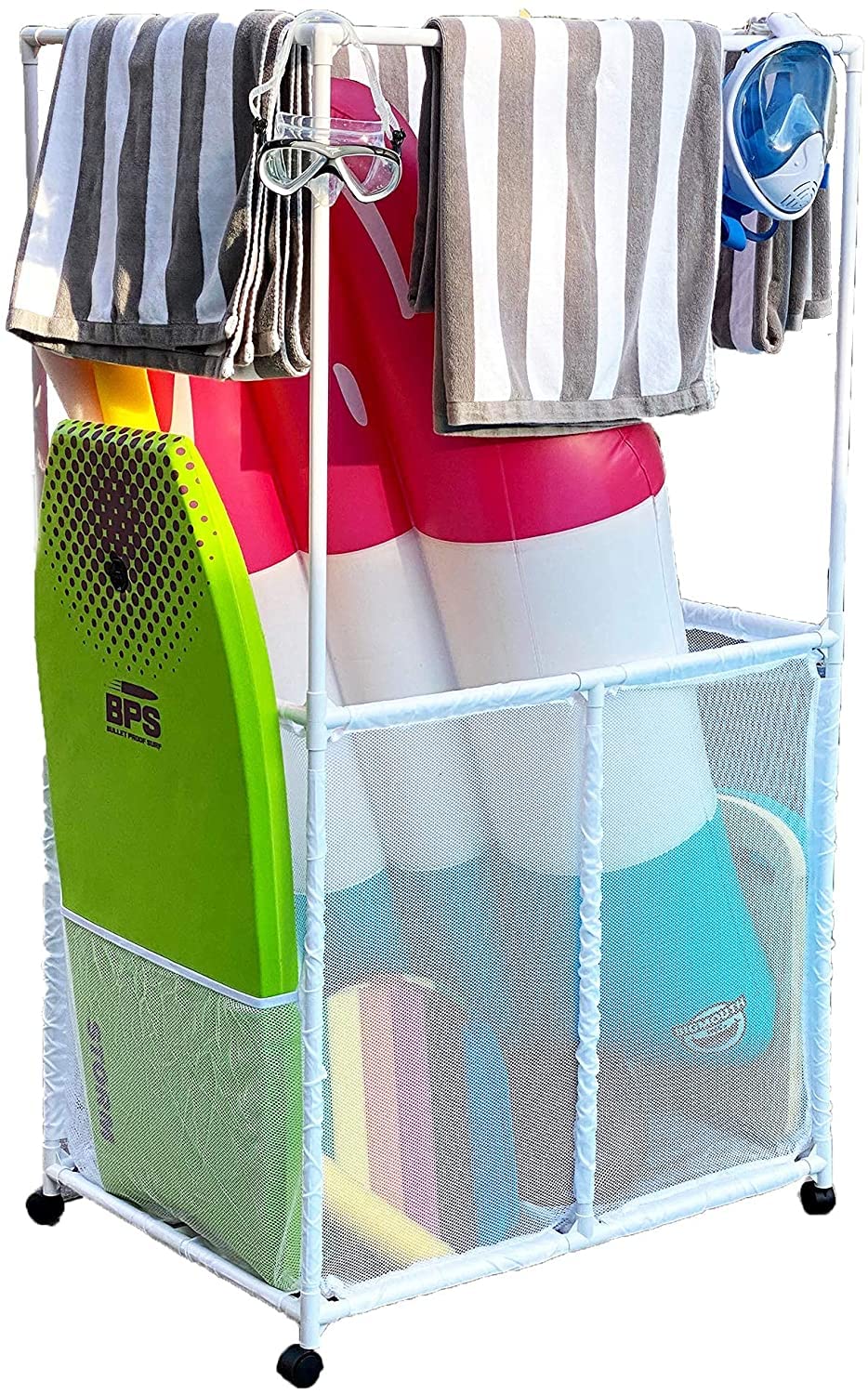 Essentially Yours front view showing full organizer and neat towel storage benefit