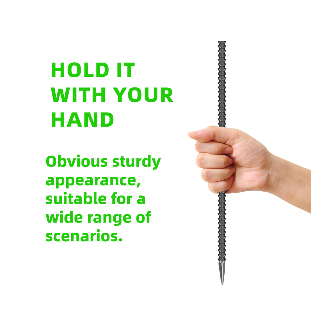 ESSFF stake anchored to trampoline strap providing strong hold benefit