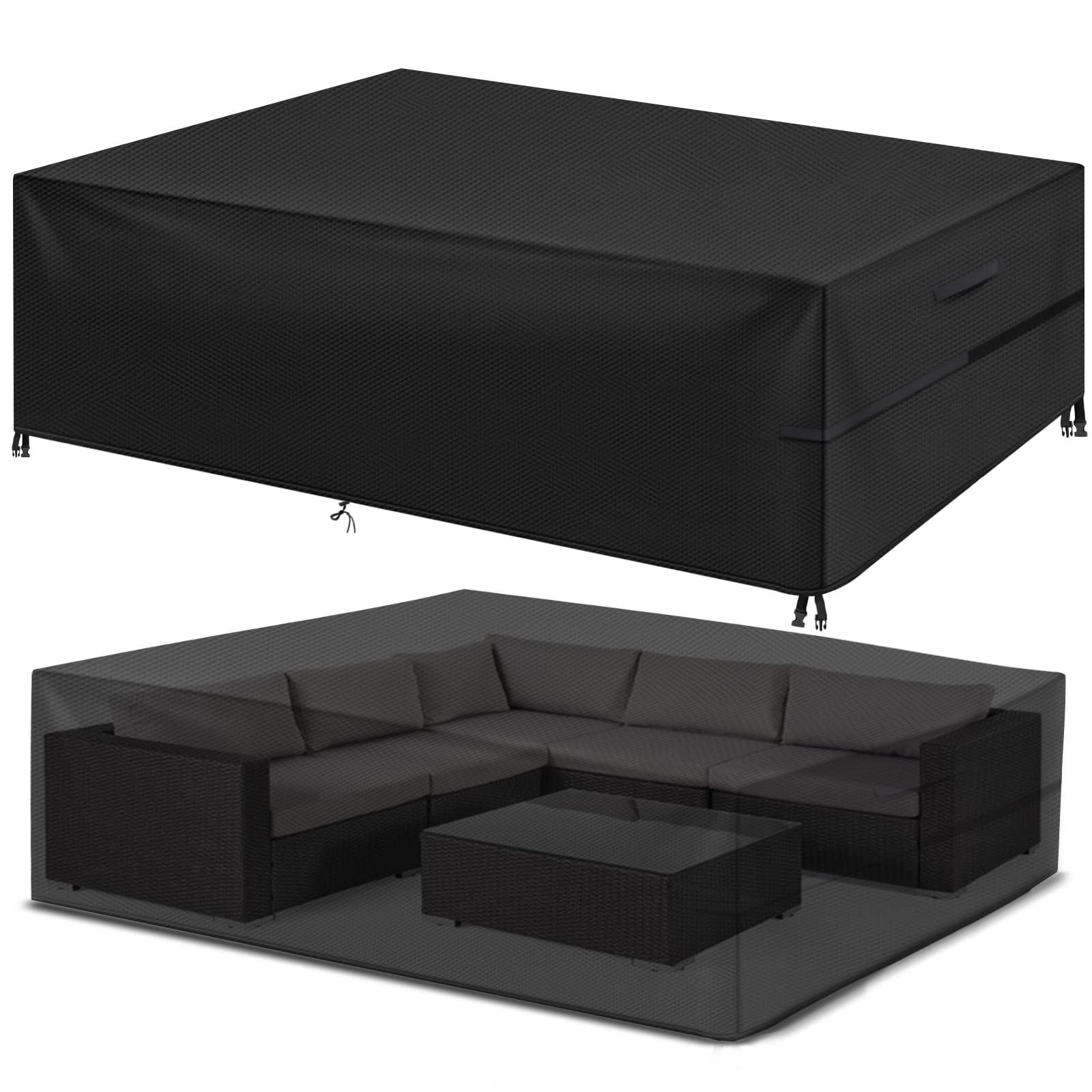ESSORT front view full cover protecting large patio set and keeping furniture dry
