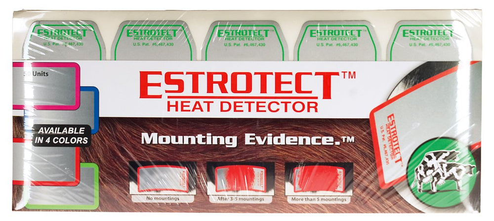 Estrotect front packaging showing pack of heat detector patches for easier estrus detection