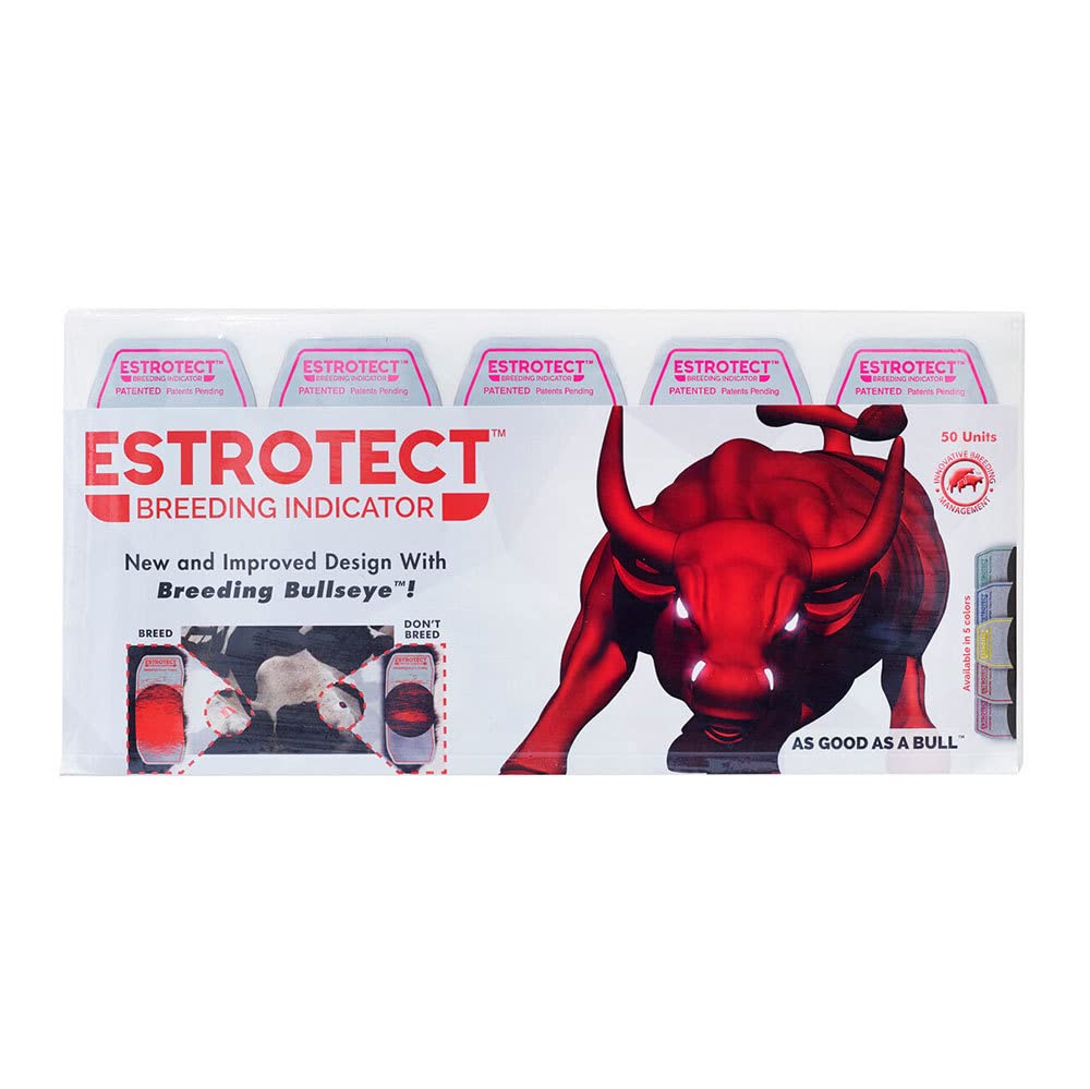 Estrotect front packaging showing fuchsia patches for quick mounting detection