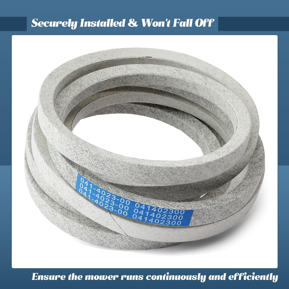Esttlamer belt on a lawn mower in yard showing ready-to-cut reliability benefit