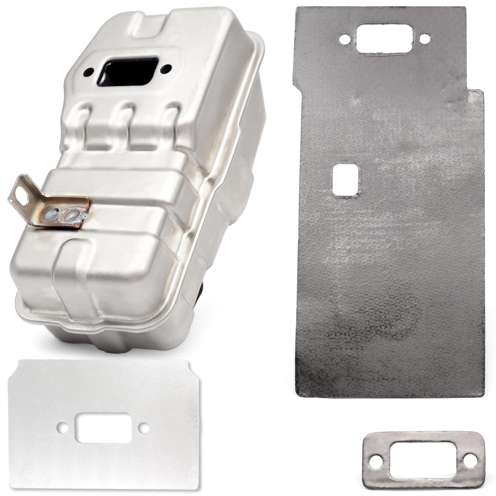 Esttlamer muffler front view showing fit and alignment for easy replacement