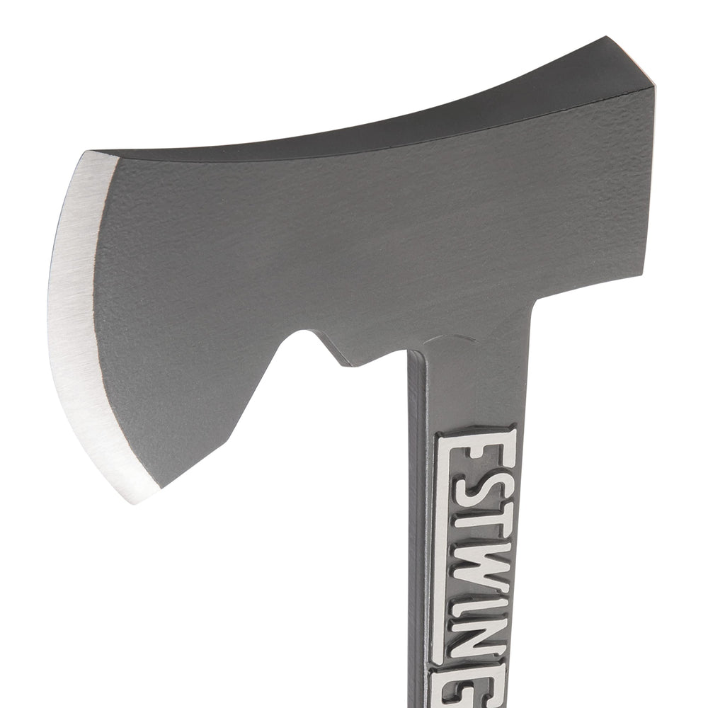 Estwing detail of stake puller notch showing campsite convenience and leverage