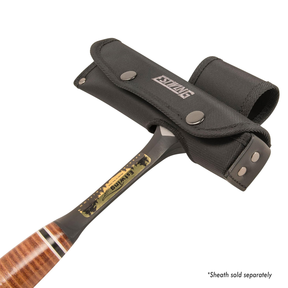 Estwing tool beside a ruler for scale showing compact, portable design benefit