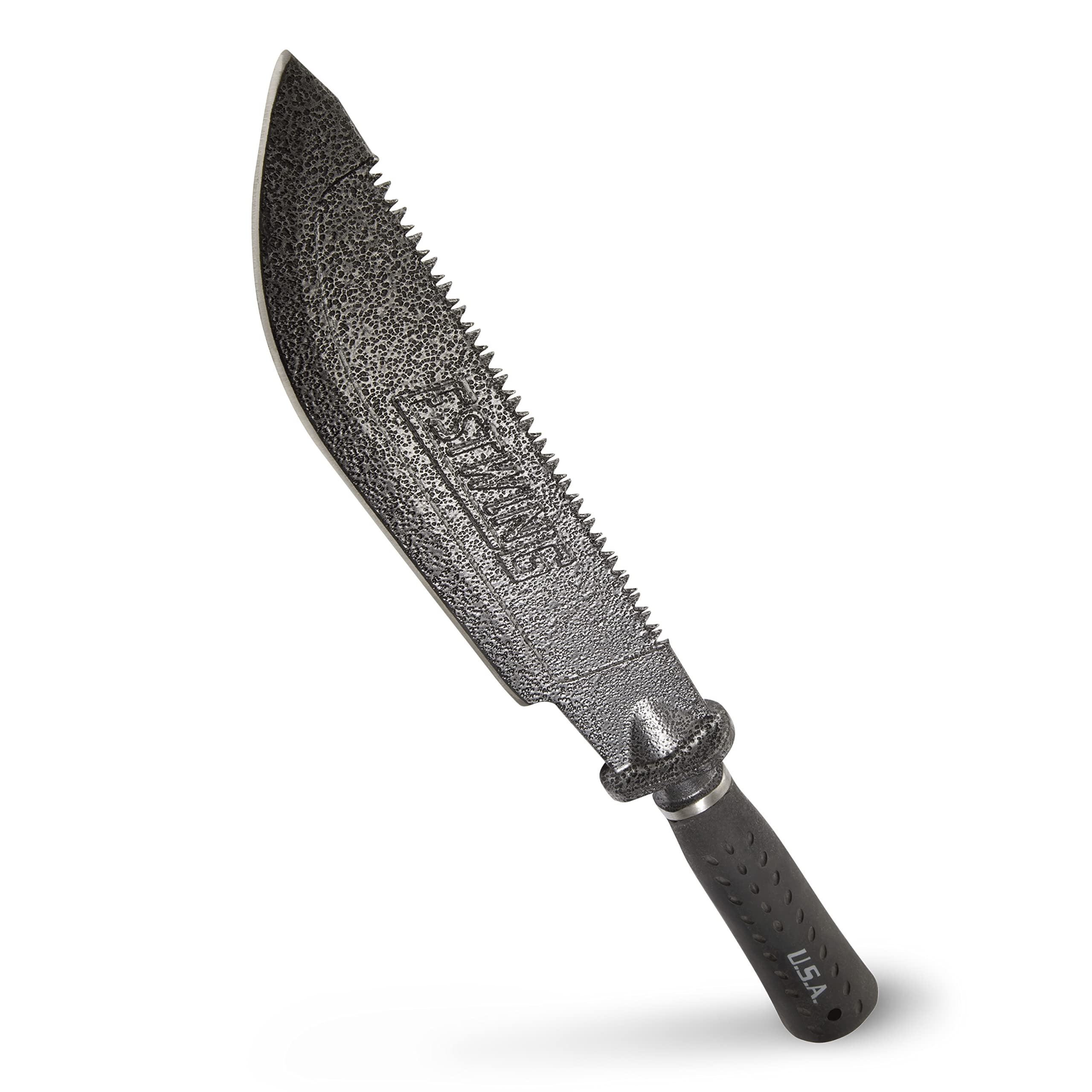 Estwing machete front view showing full forged steel blade and powder coat protection