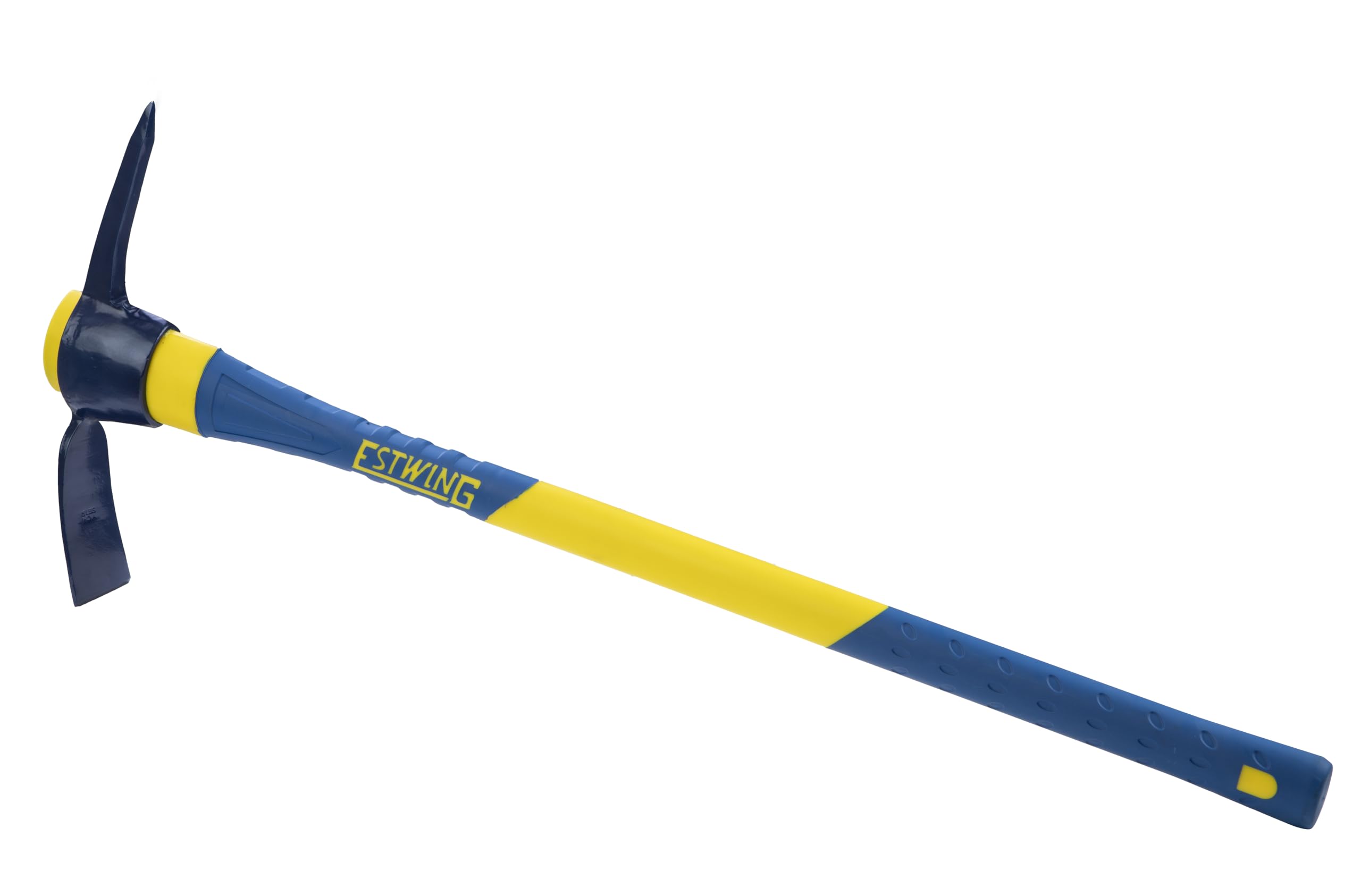 Estwing pick mattock front view showing head and 36-inch fiberglass handle for durable digging