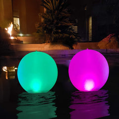 Esuper front view of 14-inch solar pool glow globe showing brand and design benefit
