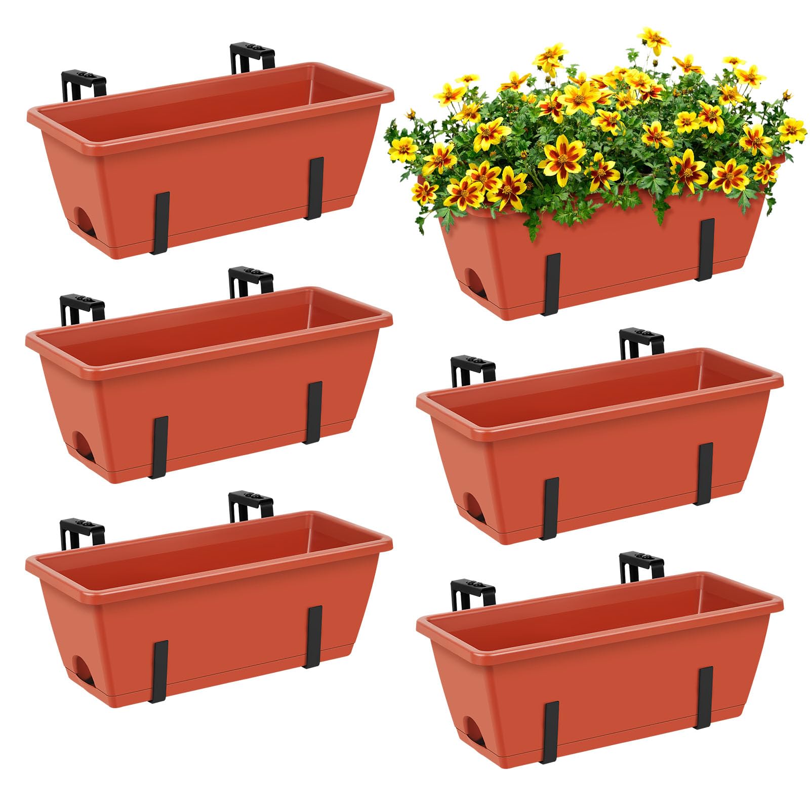 ETELI front view pack of six planters showing organized balcony display benefit