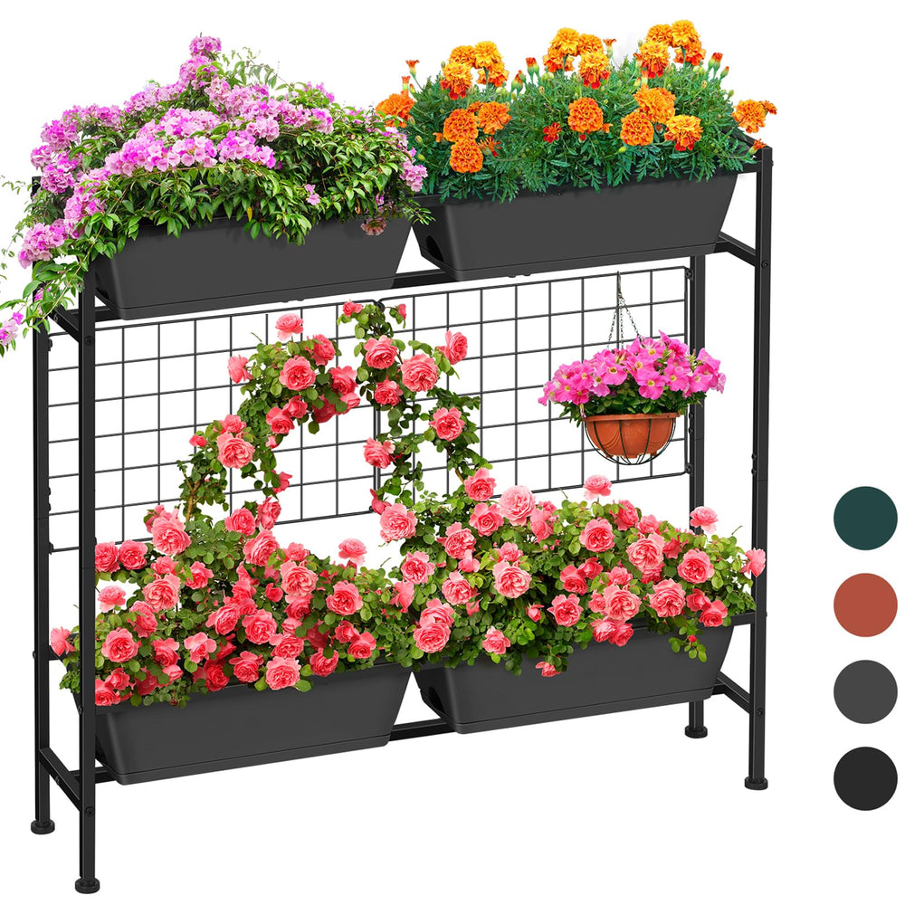 ETELI front view of raised garden bed showing compact two-tier design and tidy layout
