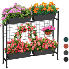 ETELI front view of raised garden bed showing compact two-tier design and tidy layout