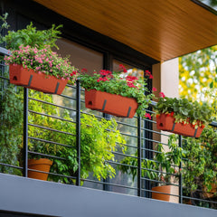 ETELI planter hung on balcony railing creating space-saving greenery benefit