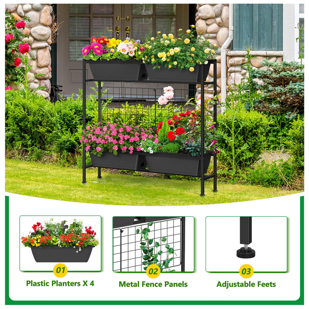 ETELI two-tier planter next to chair demonstrating scale and space-saving benefits