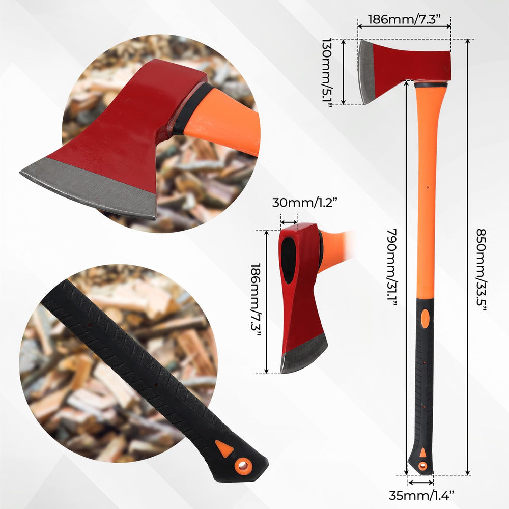 ETICSIPA axe head detail highlighting wedge shape for efficient splitting