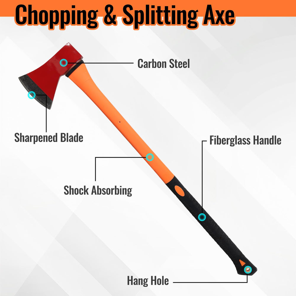 ETICSIPA axe splitting a log demonstrating powerful, controlled impact