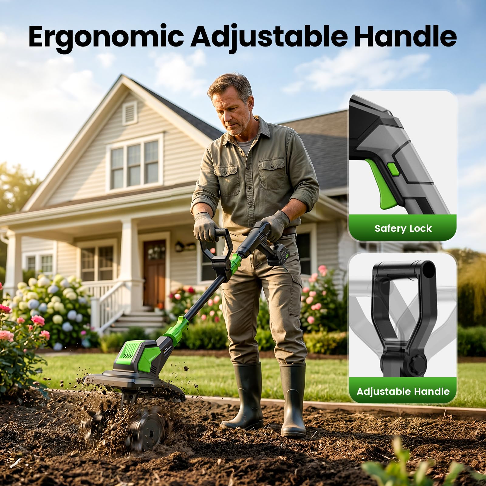 etoolab size comparison next to a shovel showing compact scale and maneuverability