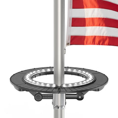 Etzeaxus front view showing full wraparound lighting for complete flag coverage