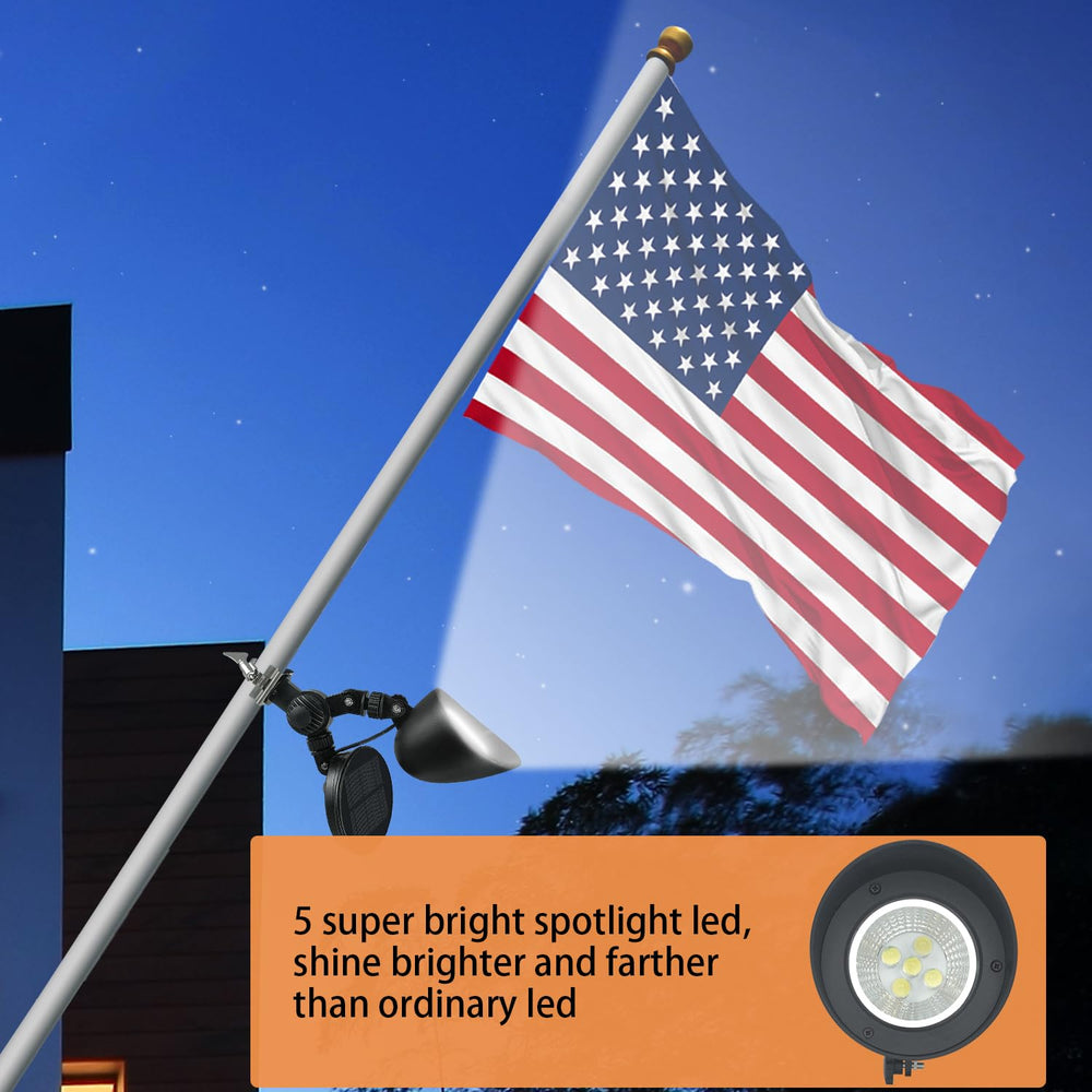 Etzeaxus mounted on spinning flagpole pointing at flag for precise illumination