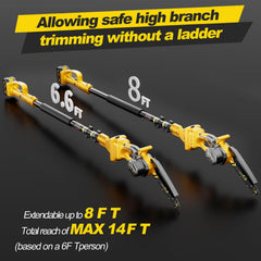EucUctic fully extended pole showing reach up to 14 feet for safer trimming
