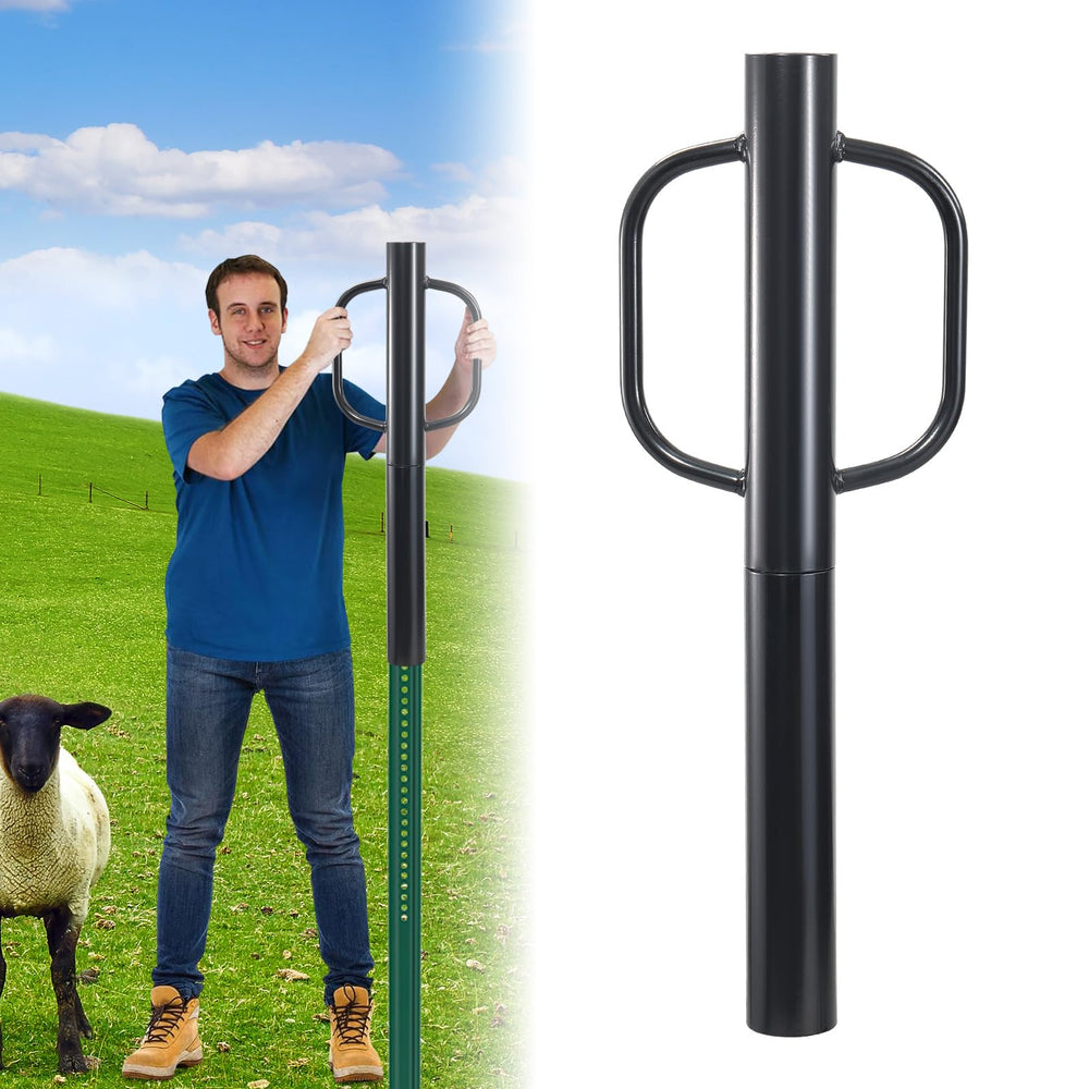 EUIJOIP front view of 19 lb post driver showing sturdy body and handles for faster installs