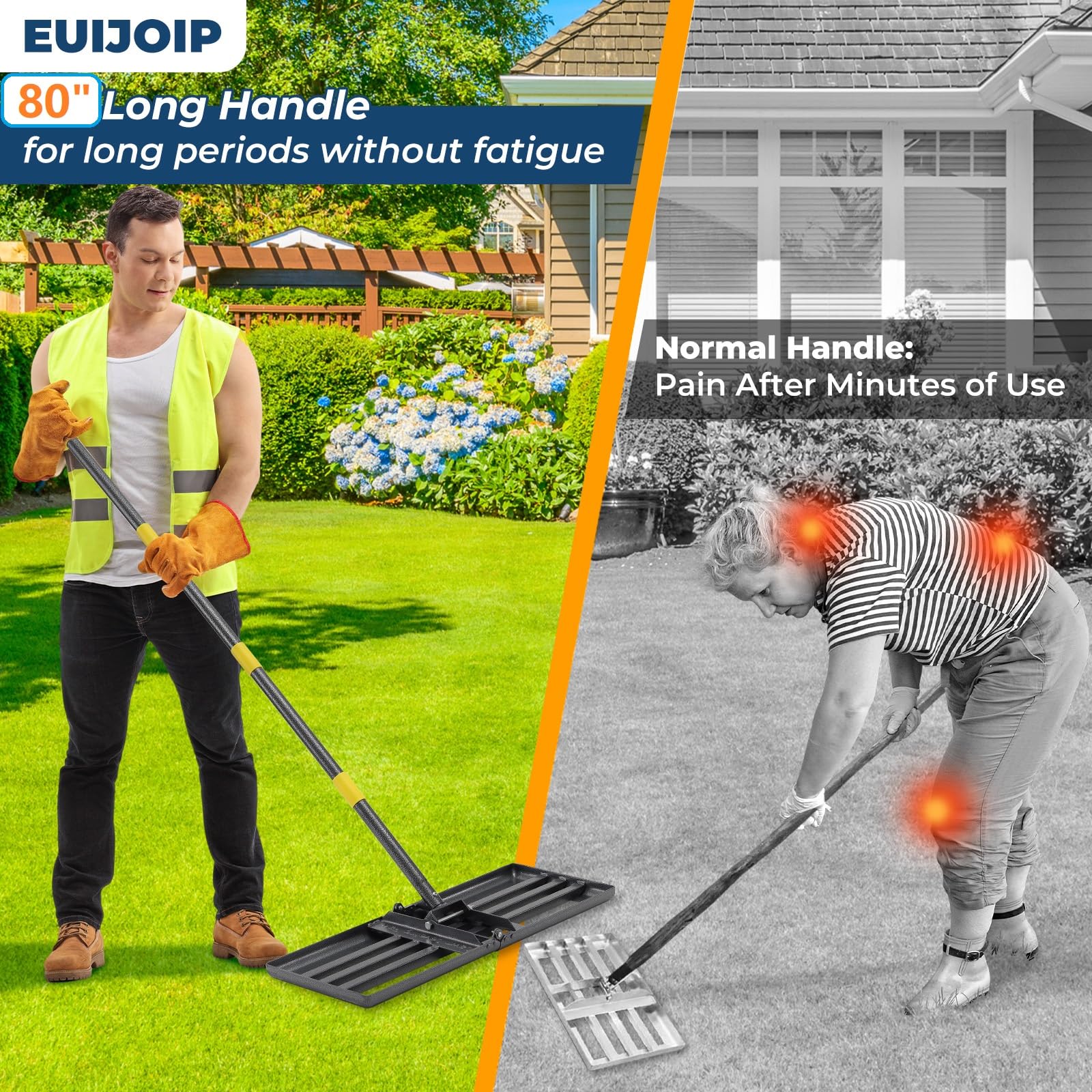 EUIJOIP close-up stainless handle reduces rust and eases use