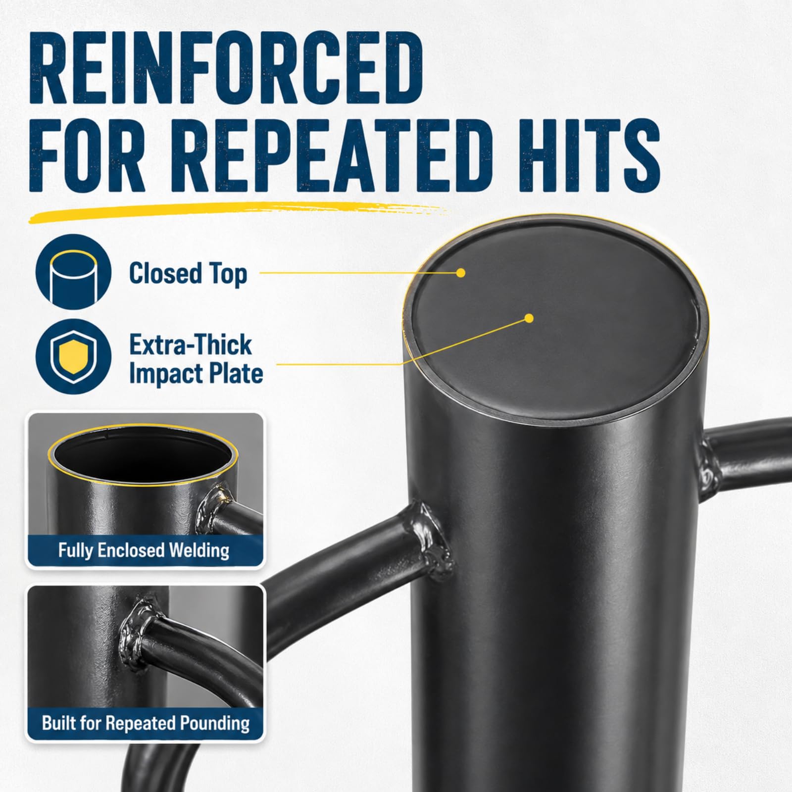 EUIJOIP driver placed over a T-post during installation to reduce missed hits