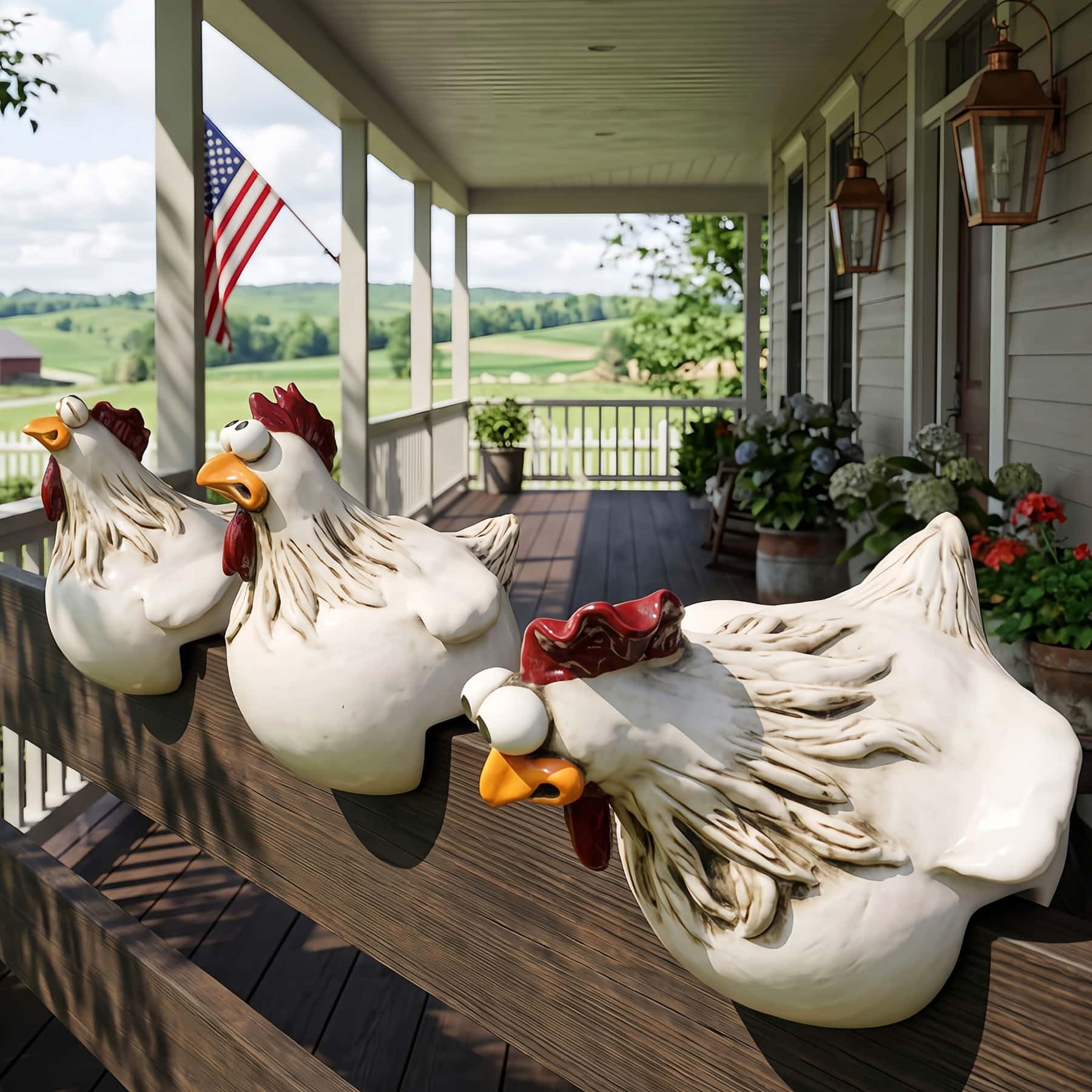 Euiroet perched on a fence adding instant garden charm