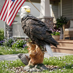 Euiroet eagle perched on planter edge demonstrating easy placement benefit