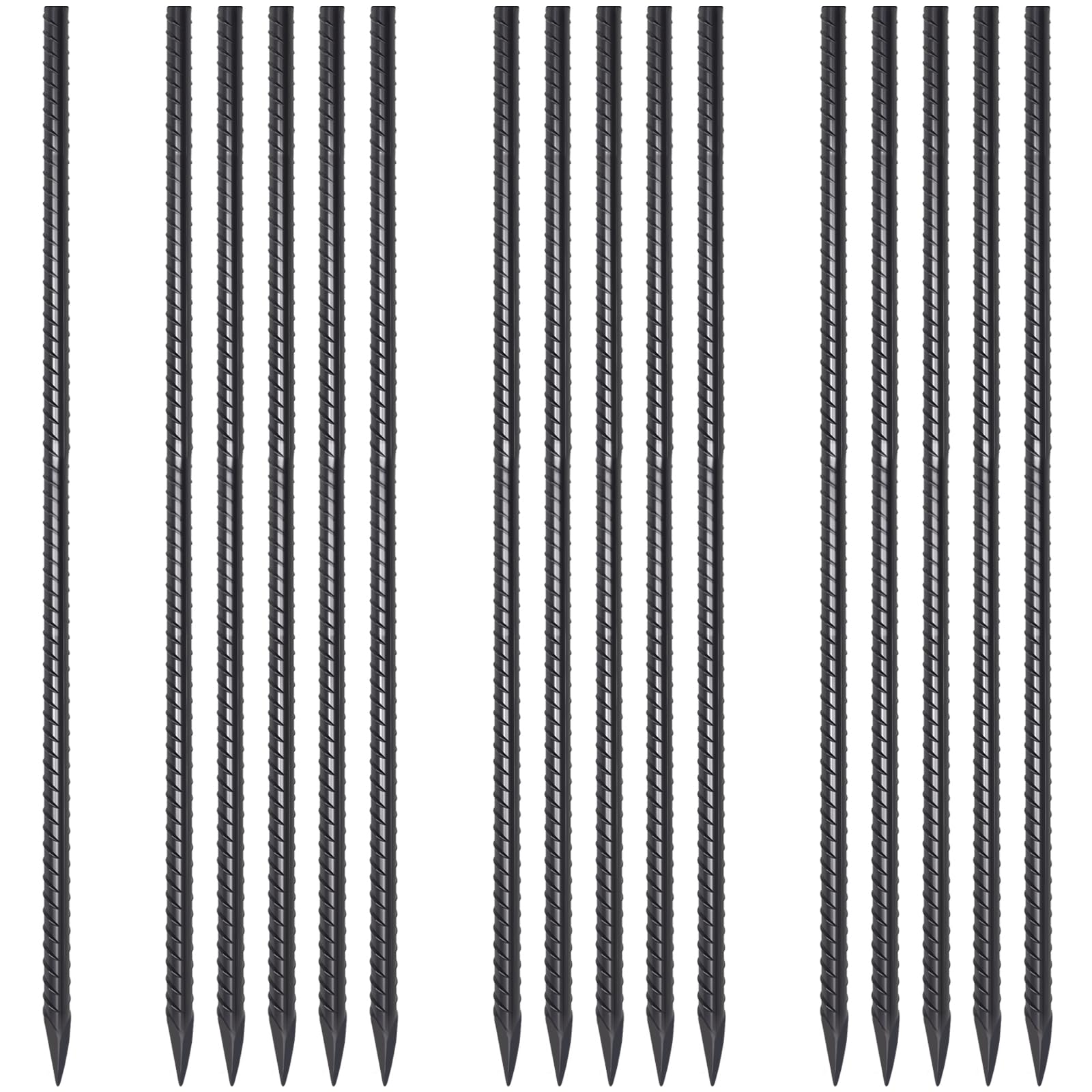 EUOKOK front view of 36 inch rebar stakes showing pack of 16, reliable anchoring