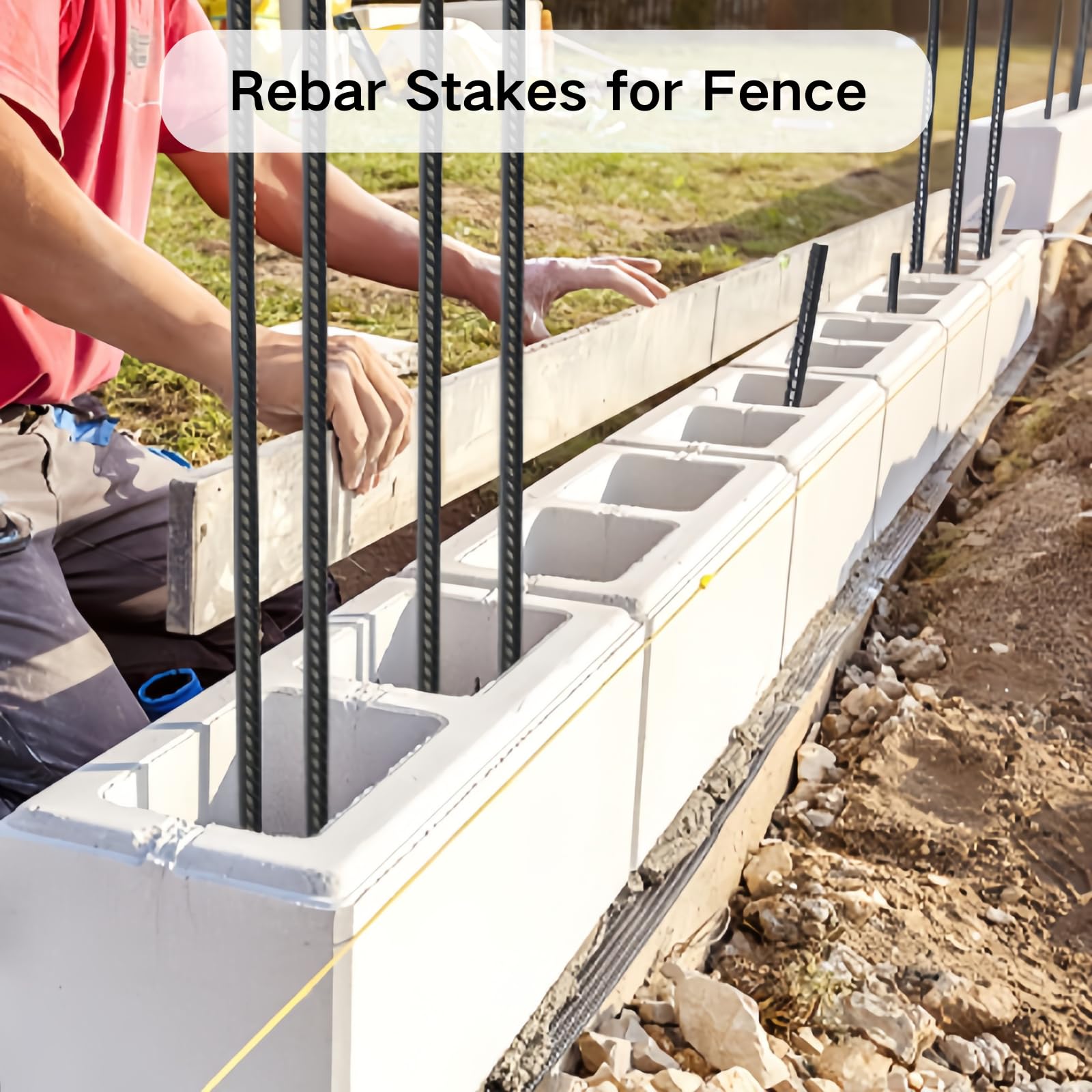 EUOKOK stakes driven into soil securing landscape timber and improving stability