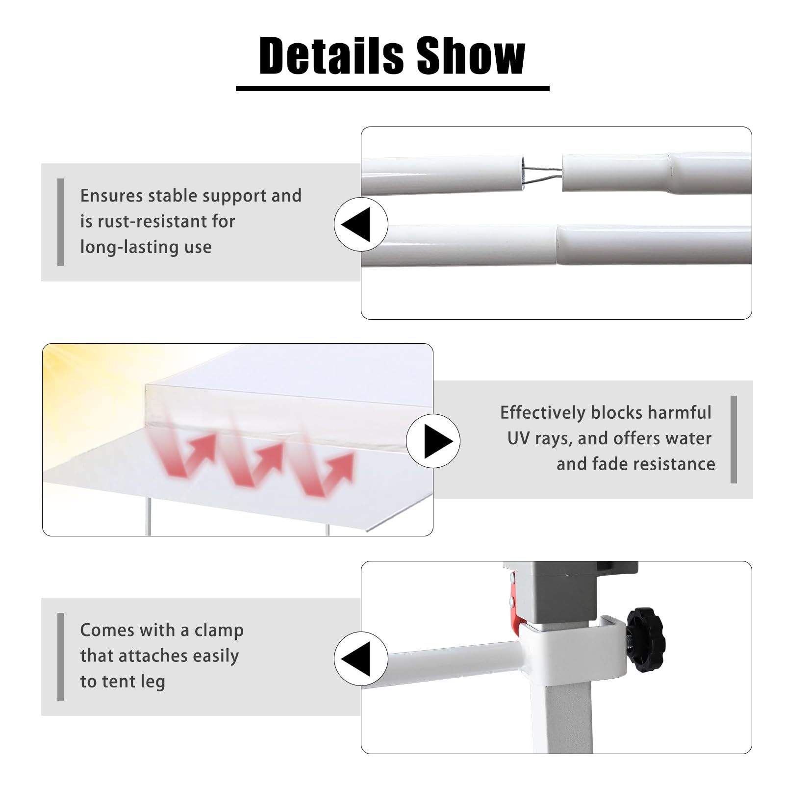 Eurmax side profile of awning casting shade, expanding usable canopy space
