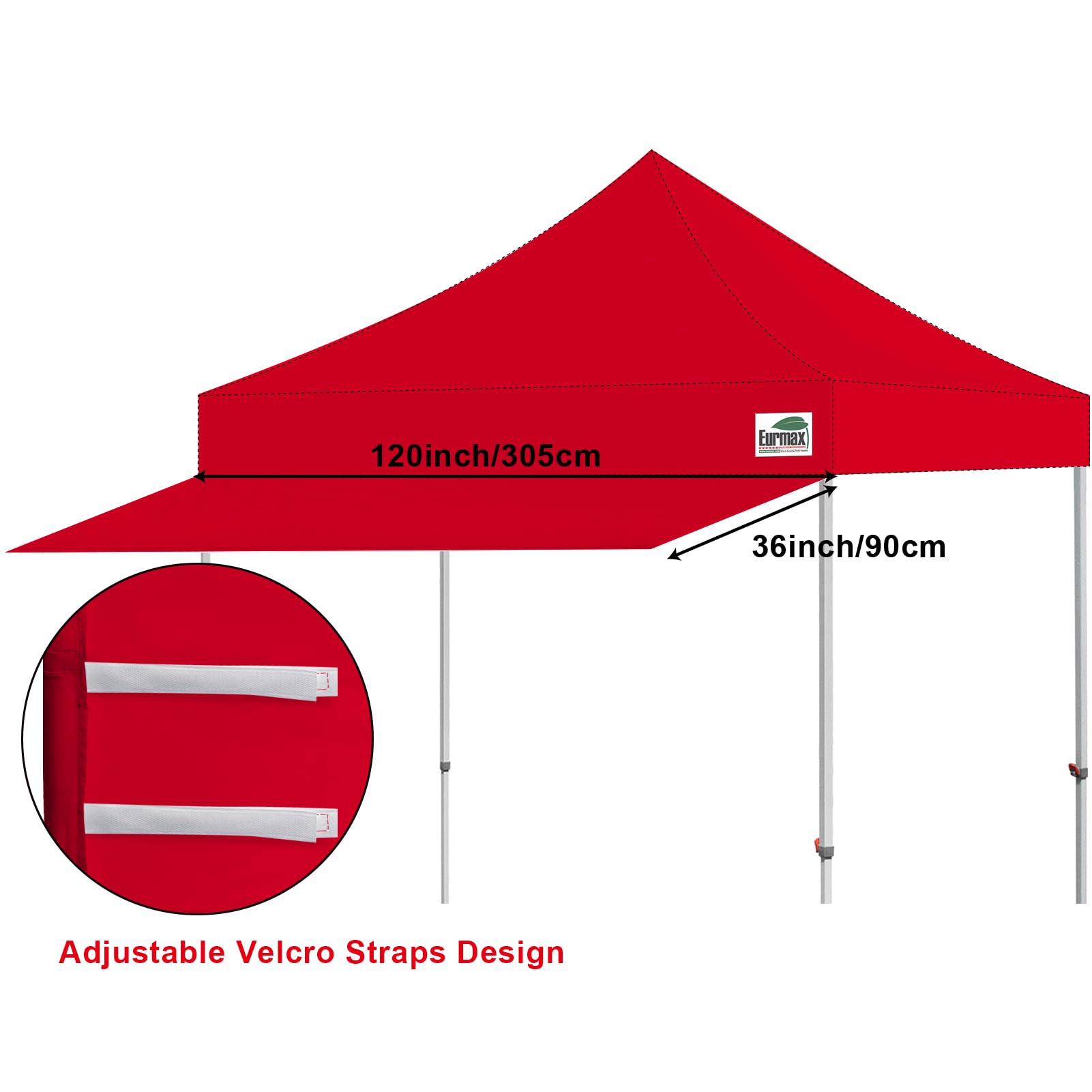 Eurmax adjustable velcro strap detail showing snug fit and easy attachment