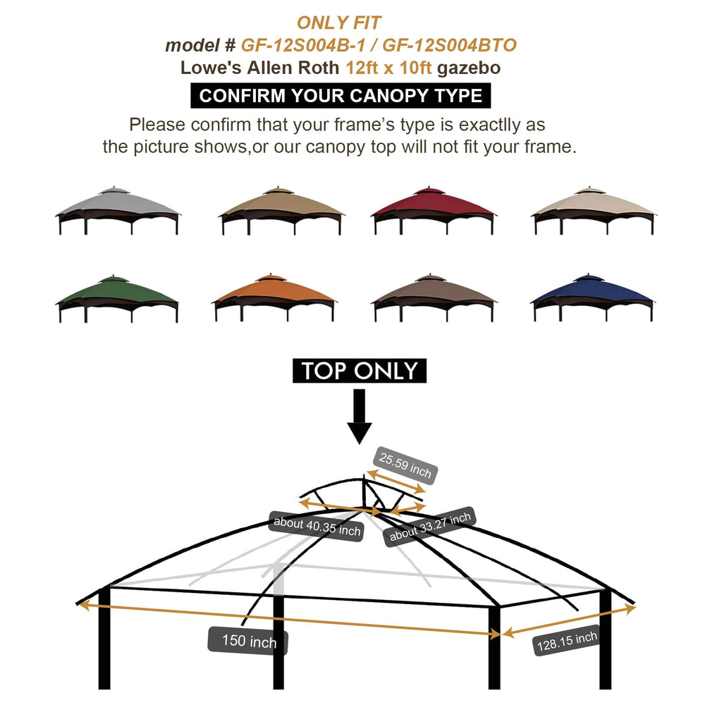 Eurmax canopy size comparison with patio chair illustrating correct 12x10 scale