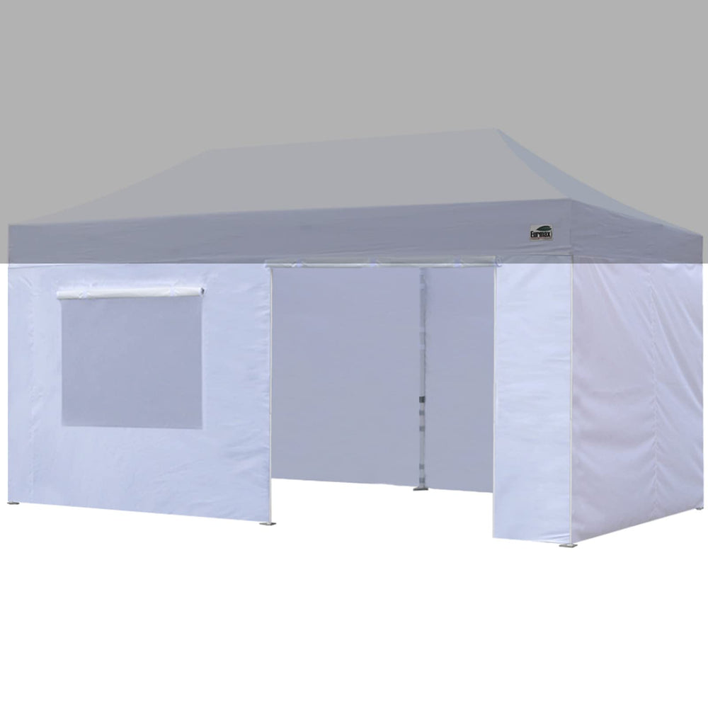 Eurmax front view of four white sidewalls showing full enclosure and privacy