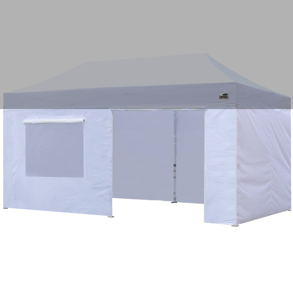 Eurmax front view of four white sidewalls showing full enclosure and privacy